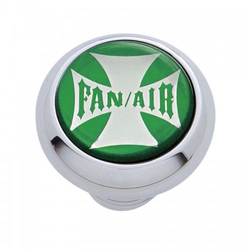 Small Deluxe Dash Knob w/ "Fan/Air" Green Maltese Cross Sticker | Dash Knobs / Screws