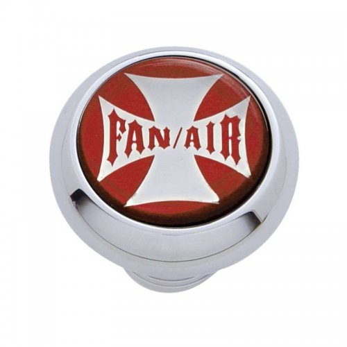 Small Deluxe Dash Knob w/ "Fan/Air" Red Maltese Cross Sticker | Dash Knobs / Screws