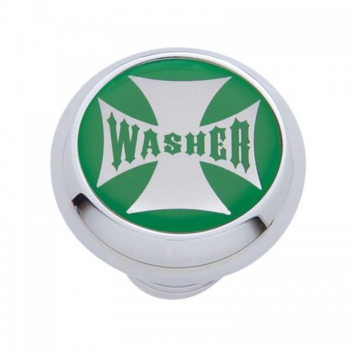 Small Deluxe Dash Knob w/ "Washer" Green Maltese Cross Sticker | Dash Knobs / Screws