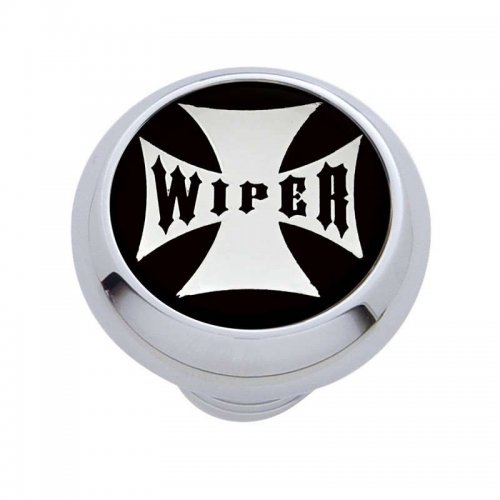 Small Deluxe Dash Knob w/ "Wiper" Black Maltese Cross Sticker | Dash Knobs / Screws