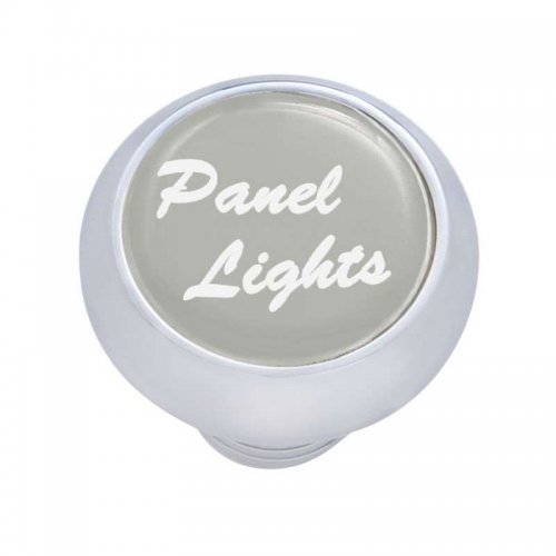 Small Deluxe Dash Knob w/ "Panel Lights" Silver Glossy Sticker | Dash Knobs / Screws