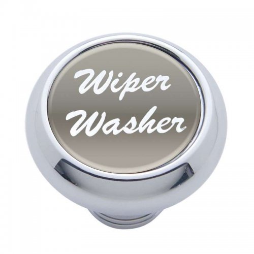 Small Deluxe Dash Knob w/ "Wiper/Washer" Silver Glossy Sticker | Dash Knobs / Screws