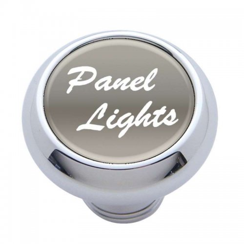 Small Deluxe Dash Knob w/ "Panel Lights" Silver Aluminum Sticker | Dash Knobs / Screws