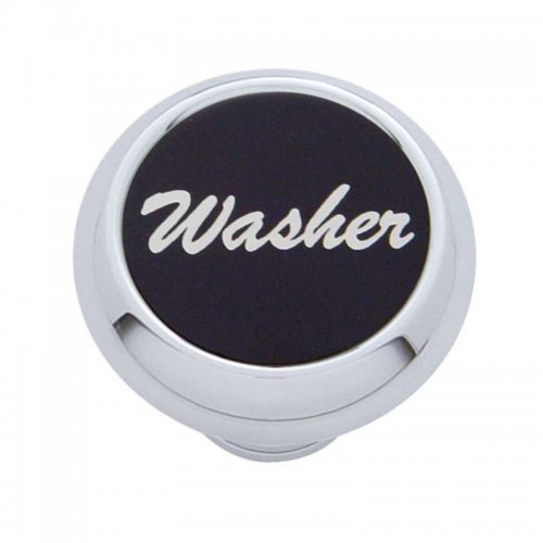 Small Deluxe Dash Knob w/ "Washer" Black Aluminum Sticker | Dash Knobs / Screws