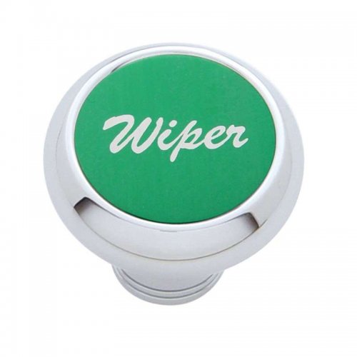 Small Deluxe Dash Knob w/ "Wiper" Green Aluminum Sticker | Dash Knobs / Screws