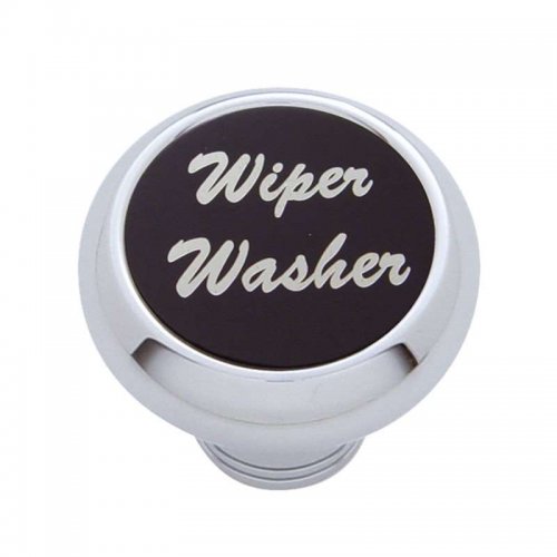 Small Deluxe Dash Knob w/ "Wiper/Washer" Black Aluminum Sticker | Dash Knobs / Screws