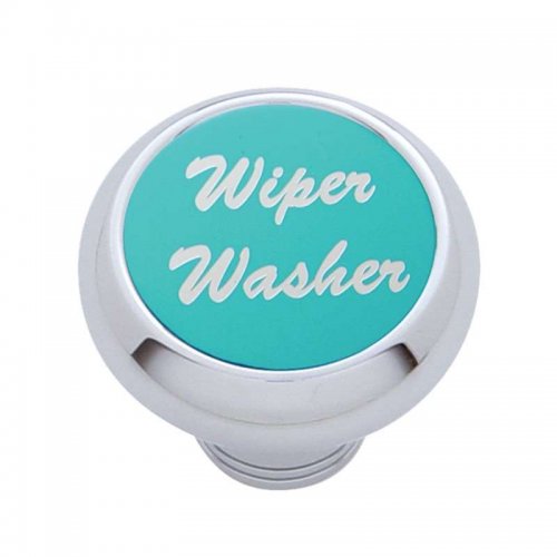 Small Deluxe Dash Knob w/ "Wiper/Washer" Blue Aluminum Sticker | Dash Knobs / Screws