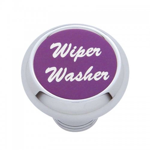 Small Deluxe Dash Knob w/ "Wiper/Washer" Purple Aluminum Sticker | Dash Knobs / Screws