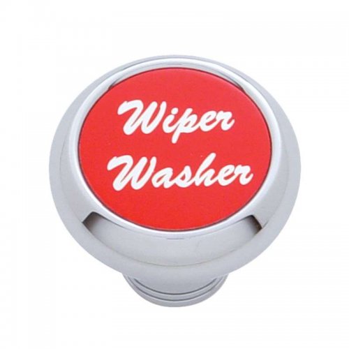 Small Deluxe Dash Knob w/ "Wiper/Washer" Red Aluminum Sticker | Dash Knobs / Screws