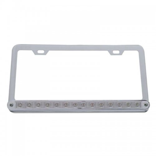 14 LED Light Bar License Frame- Amber LED/Clear Lens | License Plate Frames