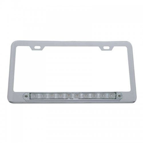 10 LED Light Bar License Frame - Red LED/Clear Lens | License Plate Frames