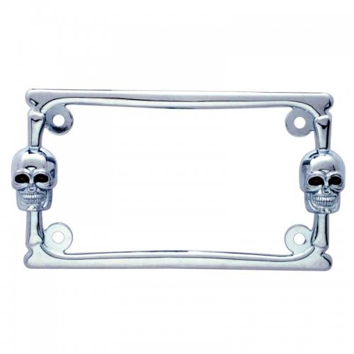 Chrome Designer Motorcycle License Frame - Skull | License Plate Frames