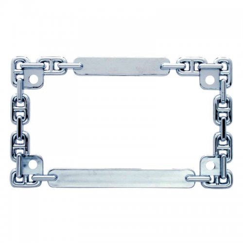 Chrome Designer Motorcycle License Frame - Chain | License Plate Frames