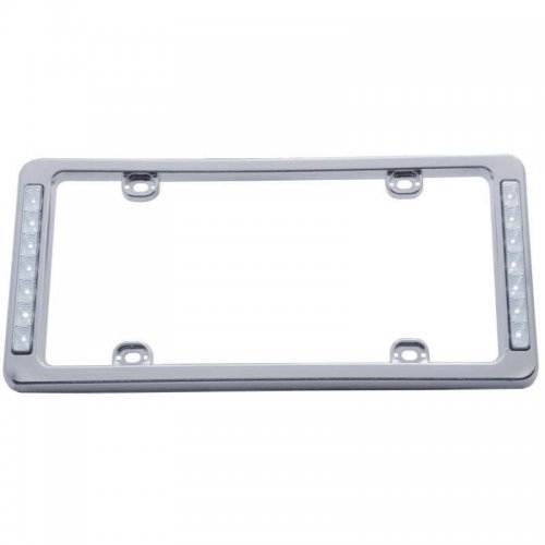 14 LED Chrome License Frame - White LED/Clear Lens | License Plate Frames