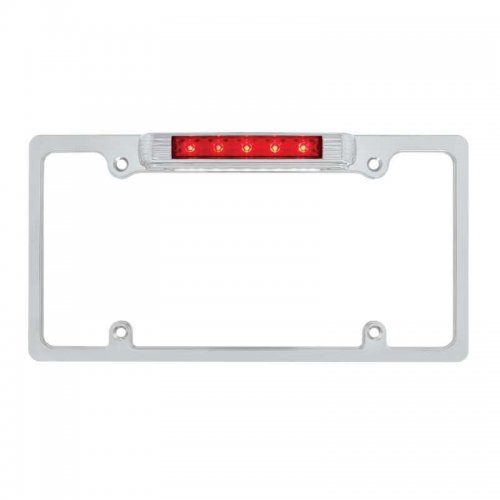 Chrome Deluxe LED License Plate Frame - Red LED Third Brake Light | License Plate Frames