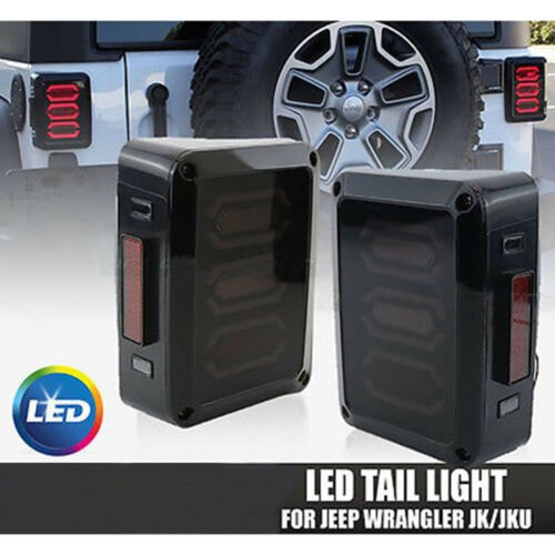 LED Smoked Tail Brake Turn Signal Reverse Light Lens PR For 07-17 Jeep Wrangler
