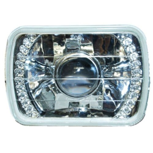 7"x6" Diamond Cut Chrome Housing H6054 Sealed Replacement White LED Projector...