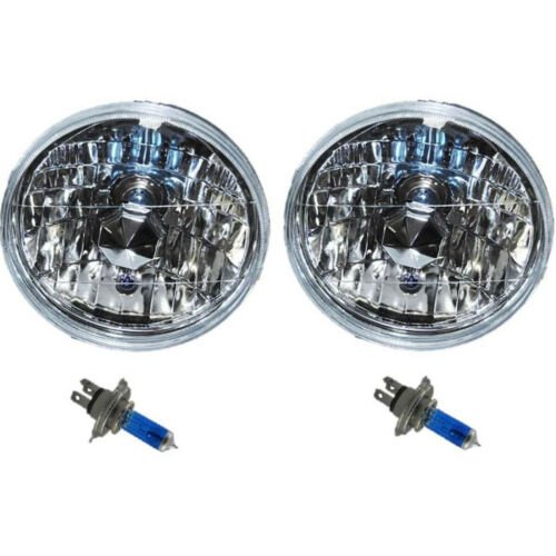 7" Halogen Beam H4 Headlight Light Bulb Diamond Crystal Clear Headlamp Pair Cl