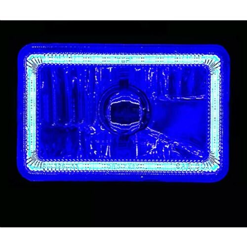 4X6 Blue LED COB Halo Crystal Glass/Metal Headlight Light Bulb Headlamp EACH