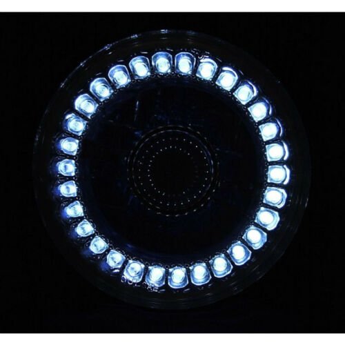 5-3/4 Halogen White LED Ring Halo Angel Eyes Projector Headlight Light Bulb Pair