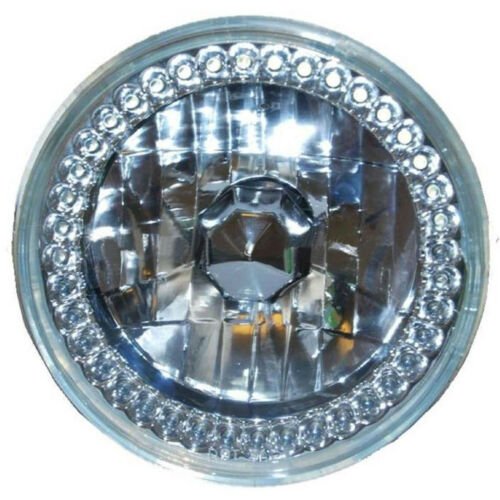 5-3/4" Motorcycle Halogen Headlight Diamond Crystal Clear Bulb White Halo 30-LED