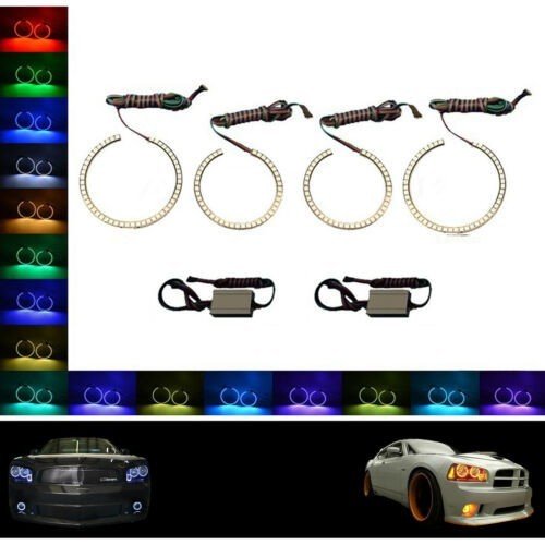 Multi-Color Changing LED RGB Headlight Halo Ring Set For 2005-10 Dodge Charger