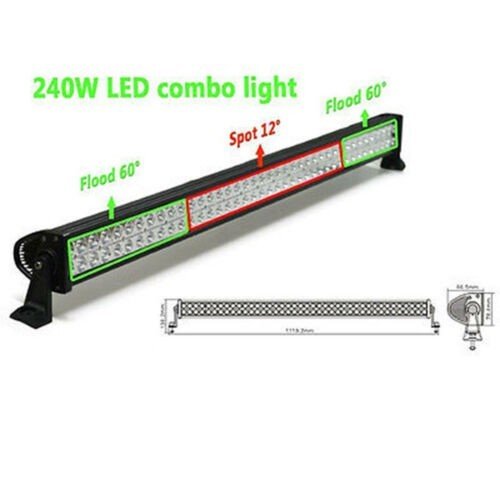 52" 300W White Dual Row 100-LED Spot Flood Light Bar Off Road Truck 21000 Lumens