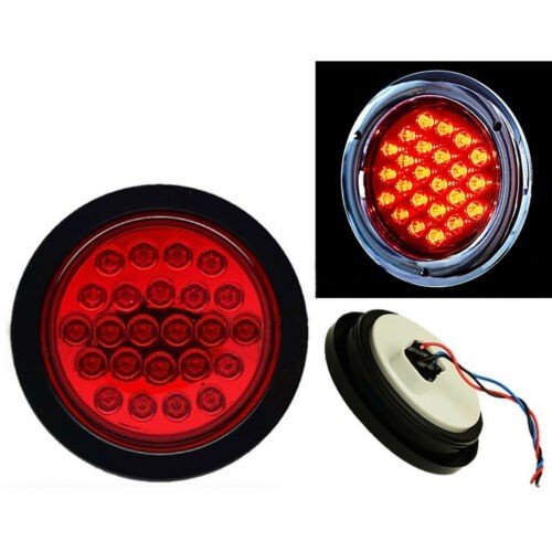 4" Round LED Flush Mount Brake Tail Light Turn Signal Red & Amber Trailer Lights