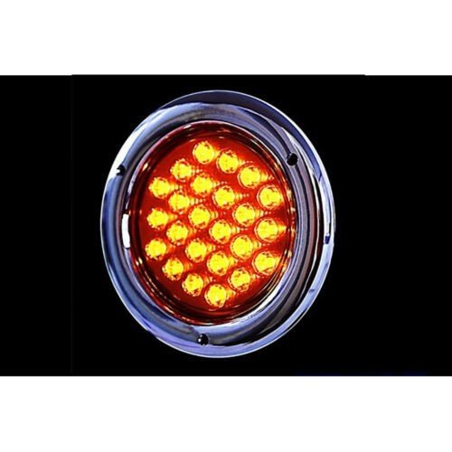 4" Round LED Flush Mount Brake Tail Light Turn Signal Red & Amber Trailer Lights