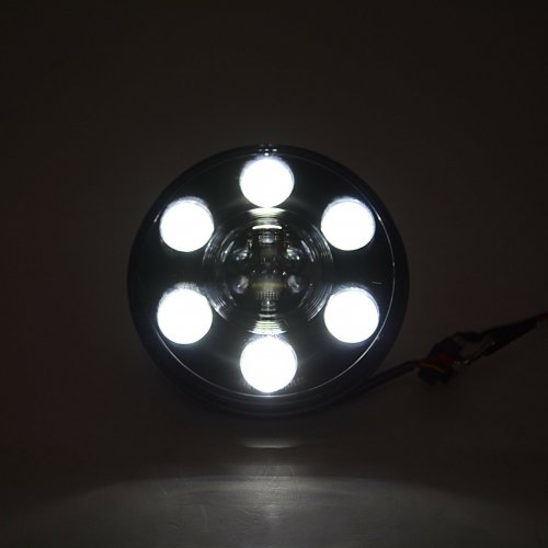 7" Motorcycle Black Projector Octane HID White LED Headlight Lamp Bulb