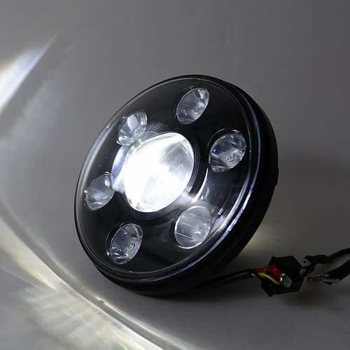 7" Motorcycle Black Projector Octane HID White LED Headlight Lamp Bulb