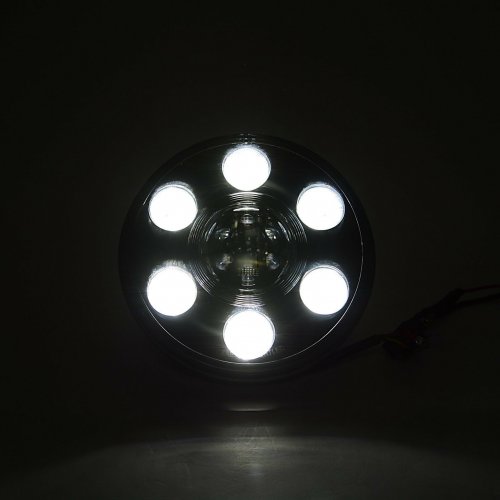 7" Motorcycle Black Projector Octane HID White LED Headlight Lamp Bulb