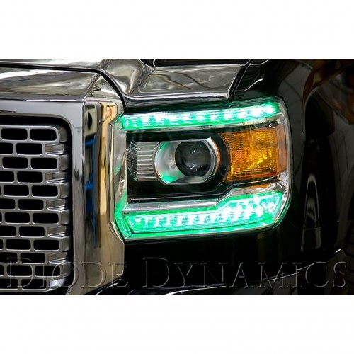 14-15 GMC Sierra RGBW LED Color Changing Headlight DRL Accent Bars Bluetooth Set