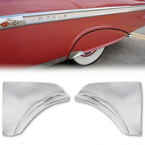 Fender Skirt Stainless Steel Scuff Trim Pads Pair Fits 59 1959 Chevy Impala Car