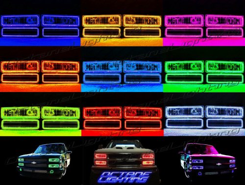 88-98 Chevy GMC Truck Color Changing LED RGB Upper Headlight Halo Ring One Each