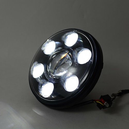 7" Motorcycle Black Projector Octane HID White LED Headlight Lamp Bulb