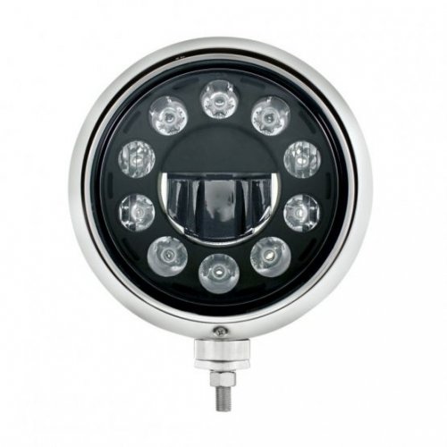 Black "Guide" Style Hot Rod Headlight w/ No Turn Signal - Blackout 11 High Power LED Headlight | Headlight Components