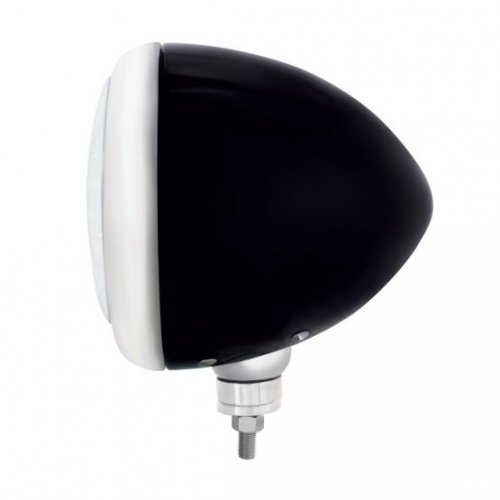 Black "Guide" Style Hot Rod Headlight w/ No Turn Signal - Blackout 11 High Power LED Headlight | Headlight Components