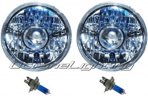 55 56 57 Chevy Halogen Diamond Crystal Clear Projector Headlight Headlamp Bulbs