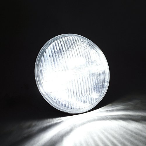7" Stock Glass Lens/Metal Headlight LED 6K 18/24w H4 Light Bulb Headlamp Pair
