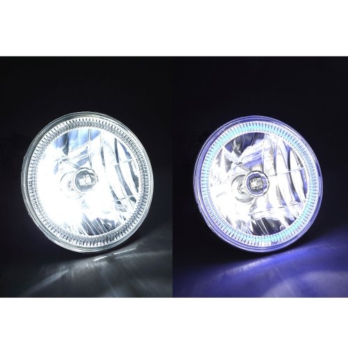 7" Blue COB LED Halo Angel Eye Headlights 6K 6000K LED Light Bulbs Headlamp Pair