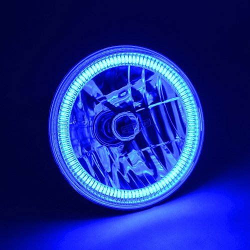 7" Blue COB LED Halo Angel Eye Headlights 6K 4000Lm LED Light Bulb Headlamp Kit