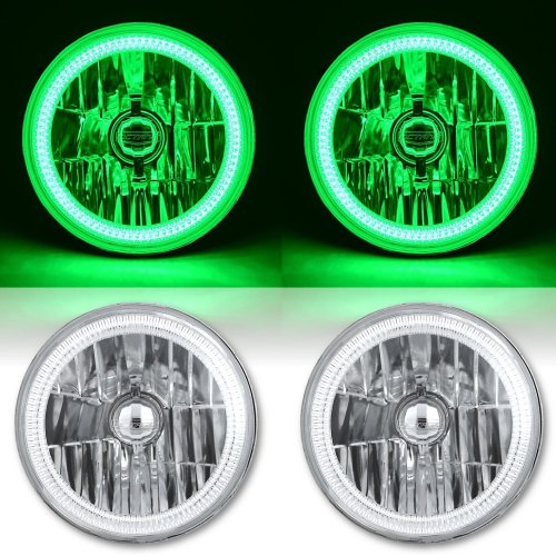 COB Green LED Halo Headlights 6K 4000Lm LED Light Kit Fits 76-16 Jeep Wrangler