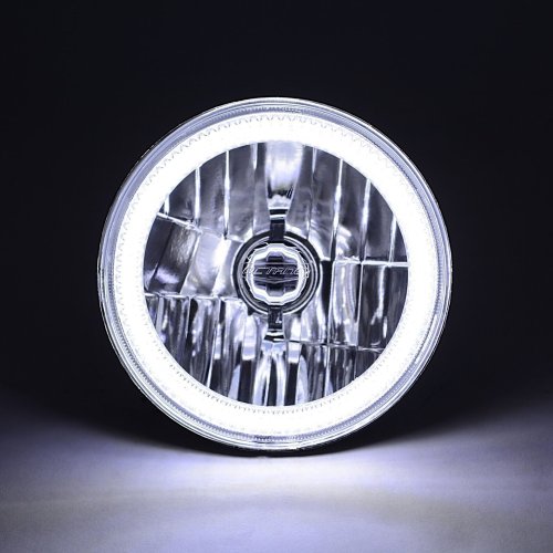7" White COB LED Halo Angel Eye Headlights 6K 6000K LED Light Bulb Headlamp Pair