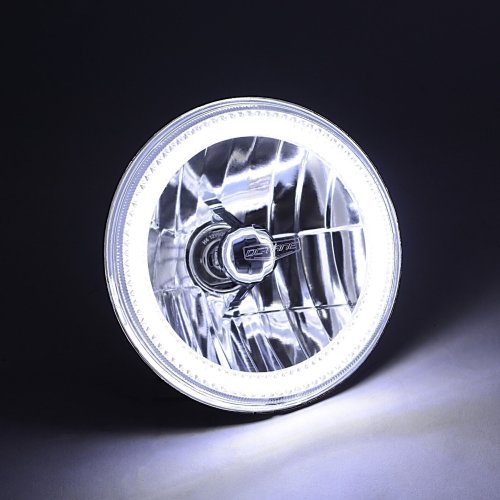 7" White COB LED Halo Angel Eye Headlights 4000Lm LED Light Bulb Headlamp Pair