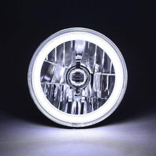 7" White COB LED Halo Angel Eye Headlights 4000Lm LED Light Bulb Headlamp Pair