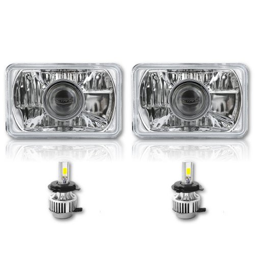 4X6" Crystal Clear Glass Projector Headlight 6k LED HID Light Bulb Headlamp Pair