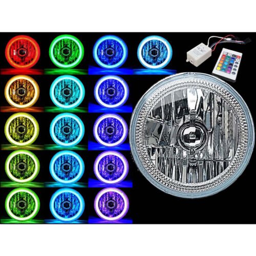 7" RGB Multi-Color White Red Blue Green COB Halo Angel Eye 6K LED Headlight Pair