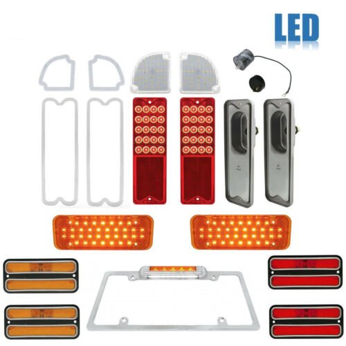 71-72 Chevy & GMC Truck LED SEQUENTIAL Tail Park License Amber Light Lenses Set