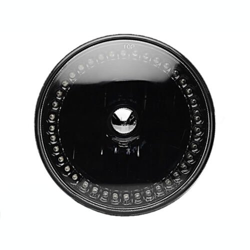 7" Black Headlight White LED SC Halo Angel Eye Headlamp 6K LED Light Bulb Pair
